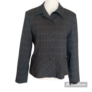 Charcoal Plaid Women's Jacket Blazer Size 12